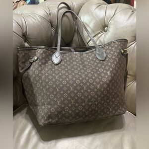 Louis Vuitton Neverfull MM Mini Lin Idylle Denim Brown Tote Bag LV Monogram